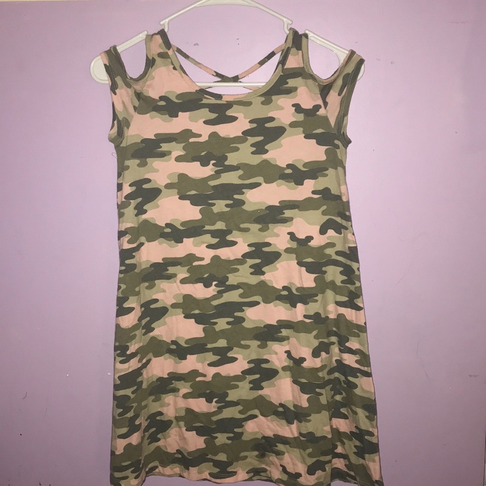 Green and pink camo dress